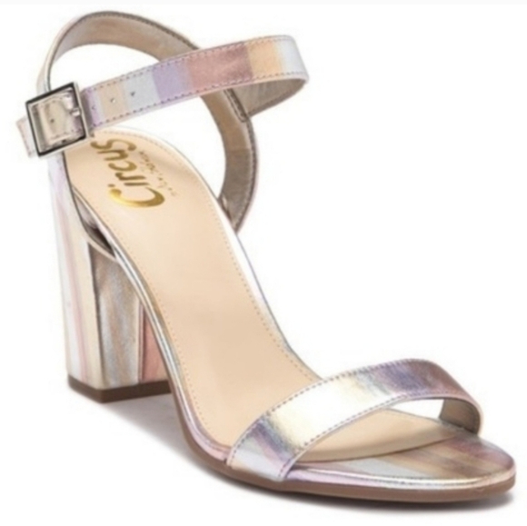 Circus By Sam Edelman Esther Metallic Ankle Heels Sandals shoes sz 7.5M - Picture 1 of 16